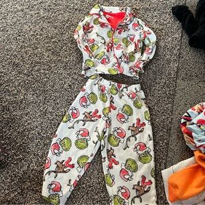 The grinch Christmas White and Red Kids Pajama Set